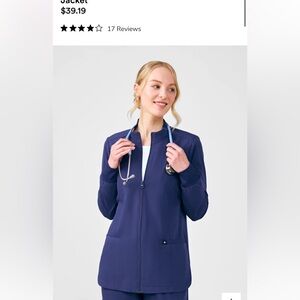 Beyond scrubs Happy navy blue scrub jacket medium